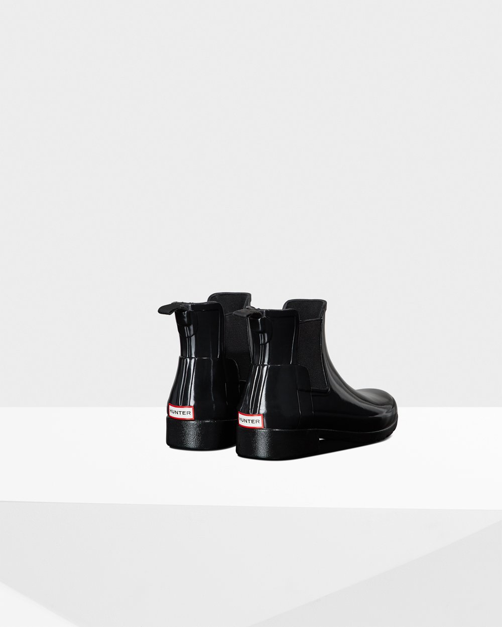 Hunter Refined Gloss Slim Fit Chelsea Boots - Cheap Online Womens Black - FREKVO531